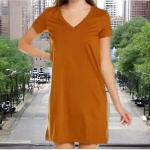 Madewell V-Neck T-Shirt Dress XS Burnt Orange‎ Casual Mini